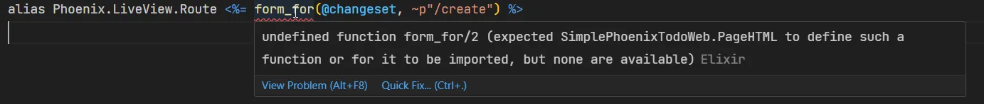 form phoenix error vscode
